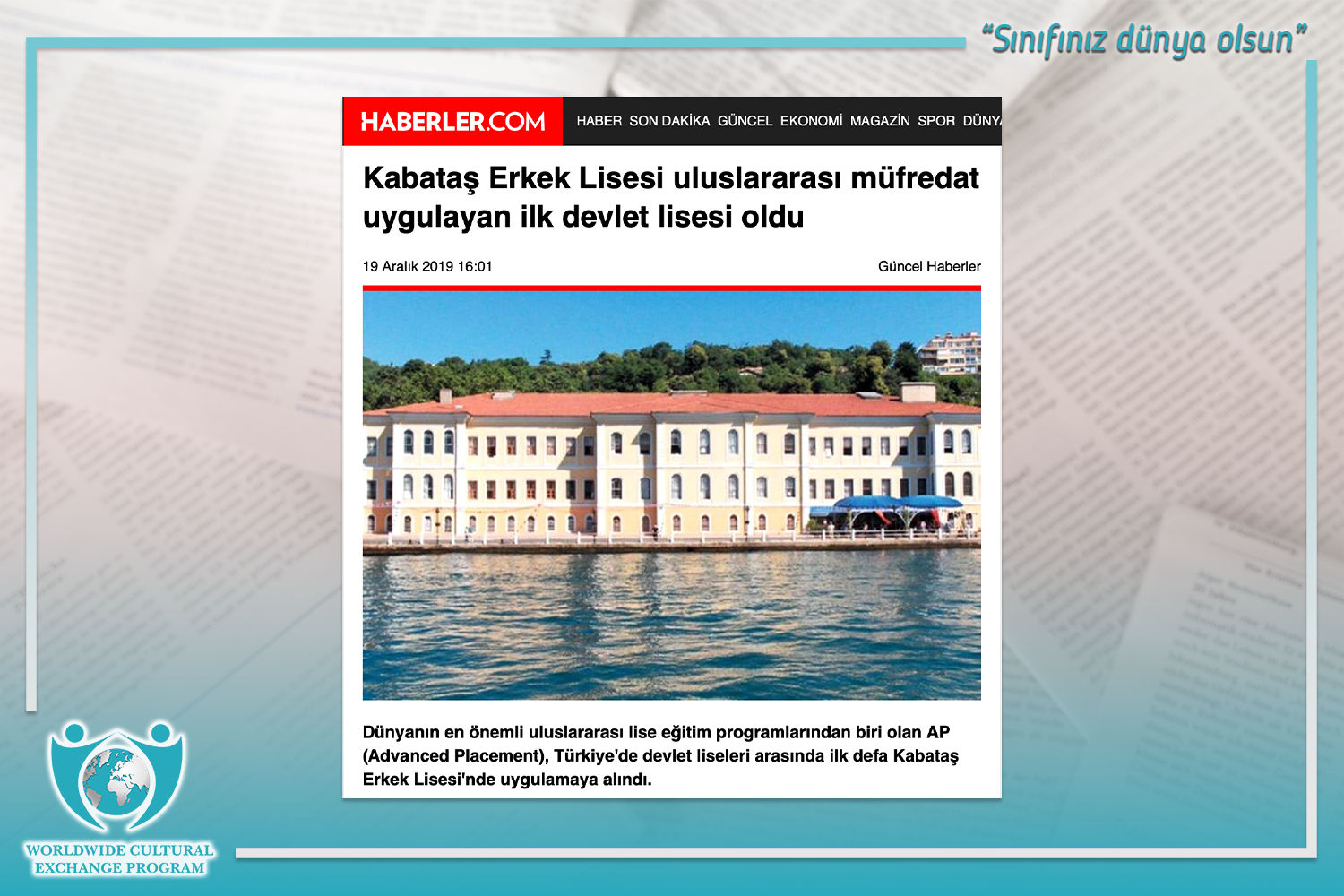 KABATAŞ ERKEK LİSESİ ULUSLARARASI MÜFREDAT UYGULAYAN İLK DEVLET LİSESİ OLDU